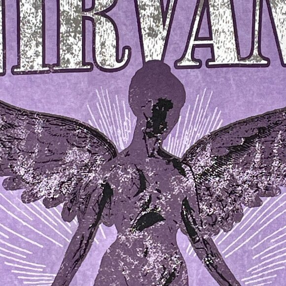 Nirvana Angel Graphic Tee Purple Band T-Shirt Vintage Style Grunge S - Picture 6 of 9